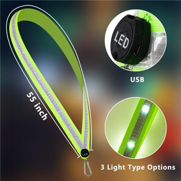 LED Night Running Gear High Visibility LED Flashing Sash Outdoor Running Cycling - Picture 2 of 6